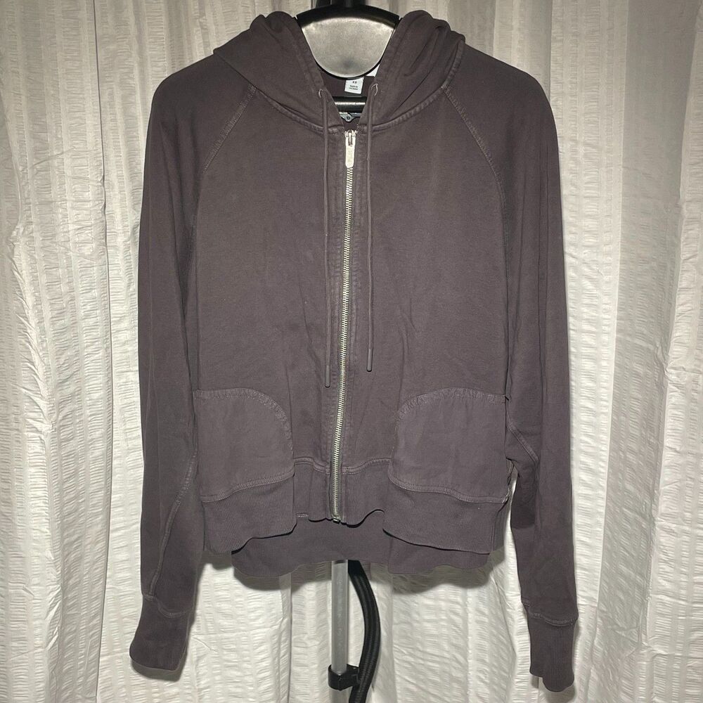 FLX Women’s XS Grey Full Zip Hoodie Cotton Stretch Utility Pocket Jacket(A9-1)